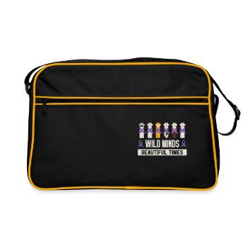 Sensibilisation à la maladie d’Alzheimer Pet Purple Ribbon Pattes - Sac Retro - noir/or - Devant