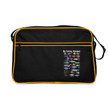 Mon alphabet de pêche Pêcheur Pêche Poisson pêcheur - Sac Retro - noir/or - Devant