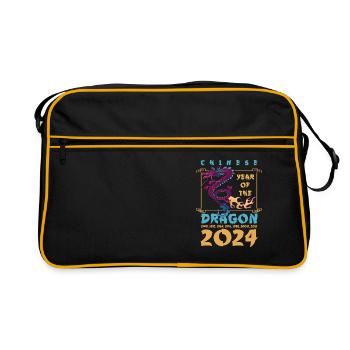 Chinesisches Jahr des Drachen 2024 Chinesisches - Retro Tasche - Schwarz/Gold - Vorne