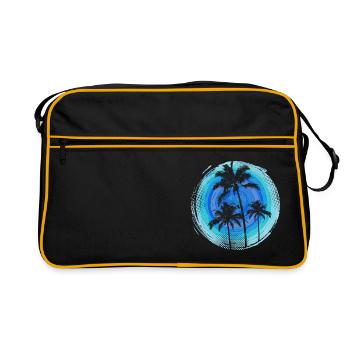 Palmen & Kreise 02 - Retro Tasche - Schwarz/Gold - Vorne