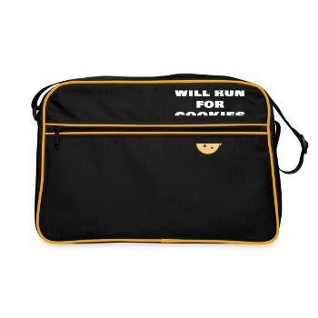 Will Run For Cookies Funny Running Quote Runner - Retro Bag - black/gold - Front