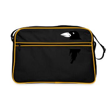 Schwarzer Rabe mit freundlichem Gesicht. - Retro Tasche - Schwarz/Gold - Vorne