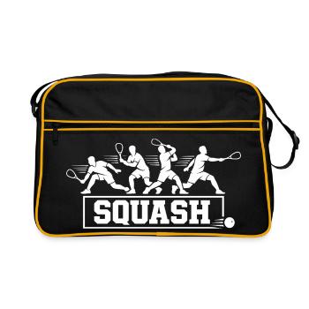 Retro Squash Player Action Sequence Silhouette Art - Retro Bag - black/gold - Front