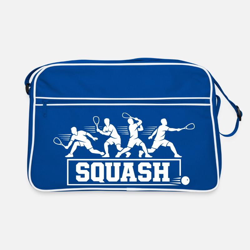 Retro Squash Spieler-Actionsequenz Silhouetten-Kunst Retro Tasche