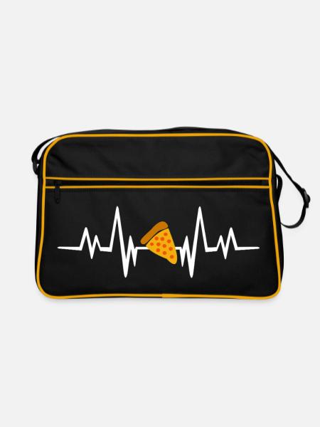 Pizza-Herzschlag Muster - Retro Tasche - Schwarz/Gold