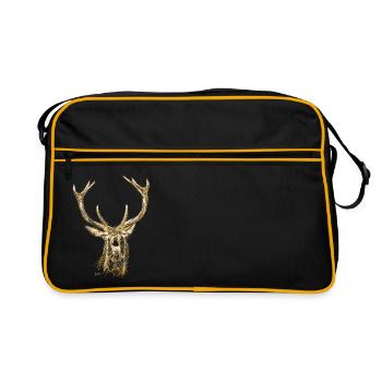 Bronko55 No.50 – Roaring Deer - Retro Bag - black/gold - Front