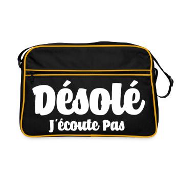 Désolé J'écoute Pas Drôle - Sac Retro - noir/or - Devant