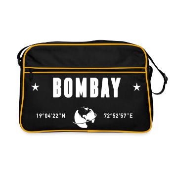 Bombay, Inde : Coordonnées : Planète Terre Blanche - Sac Retro - noir/or - Devant