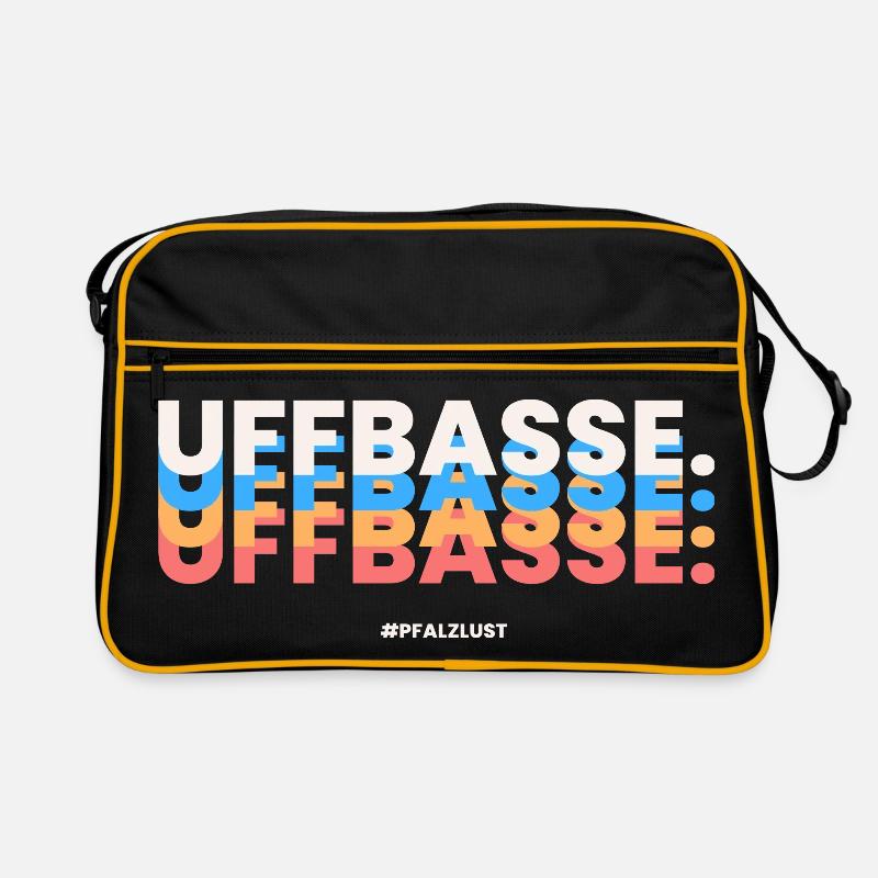Pfalzlust Uffbasse - Retro Tasche - Schwarz/Gold