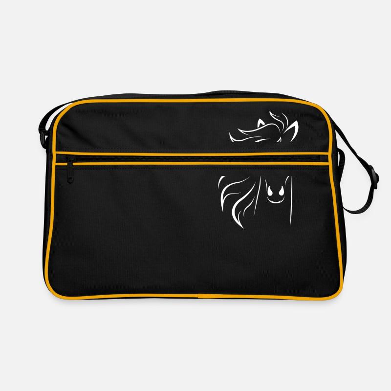 Pferde Reiter Liebe Illustration - Retro Tasche - Schwarz/Gold