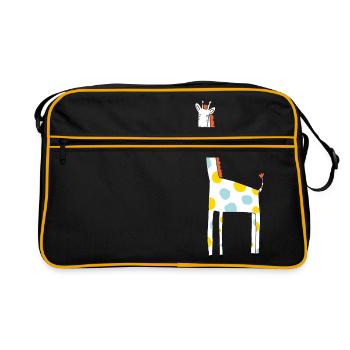 Funny giraffe to give away | little public - Retro Bag - black/gold - Front