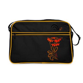 Fleur de Dahlia Oranger Tourbillon Design - Sac Retro - noir/or - Devant
