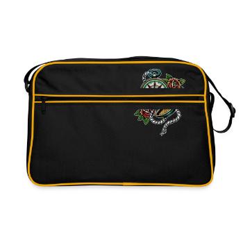 Kompass der alten Schule - Retro Tasche - Schwarz/Gold - Vorne