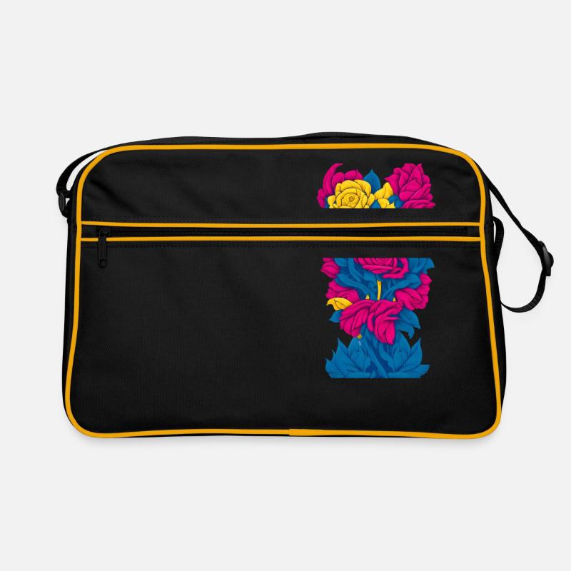 Blumen (blau, rot, gelb) Retro Tasche
