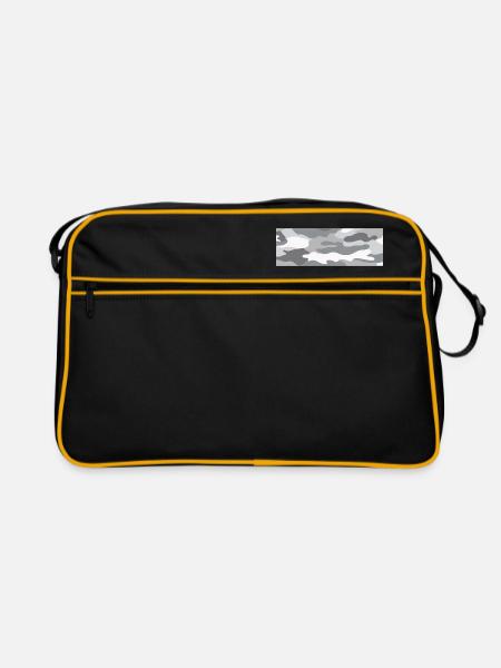 Schnee Camo - Retro Tasche - Schwarz/Gold - Vorne