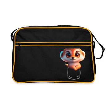 Suricate ludique dans la poche de poitrine - Sac Retro - noir/or - Devant
