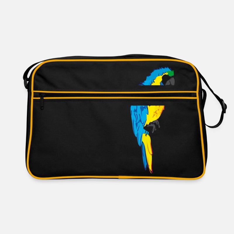 Macaw parrot yellow, blue drawing Retro Bag