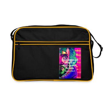 Psychedelischer Shakespeare mit Zitat - Retro Tasche - Schwarz/Gold - Vorne