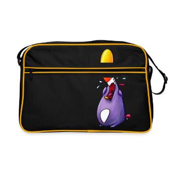 plärrender pinguin - Retro Tasche - Schwarz/Gold - Vorne