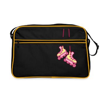 Hängende Rollerblades in Rosa süß RETRO - Retro Tasche - Schwarz/Gold - Vorne