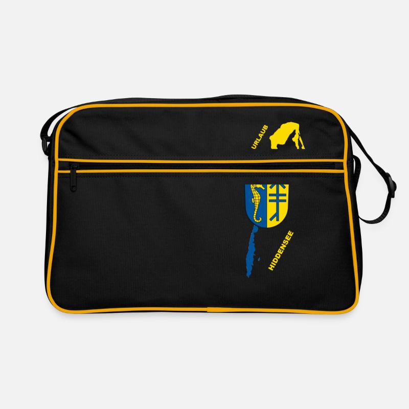 Hiddensee Ostsee Insel Urlaub - Retro Tasche - Schwarz/Gold