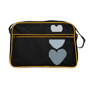 blue painted hearts - Retro Bag - black/gold - Front