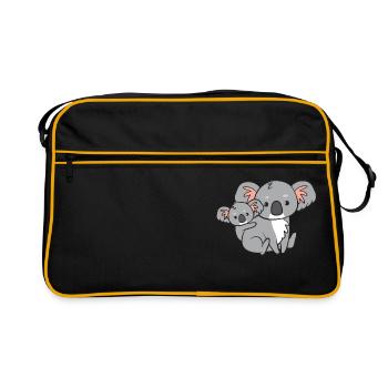 Koala - Mommy with child on back - Retro Bag - black/gold - Front