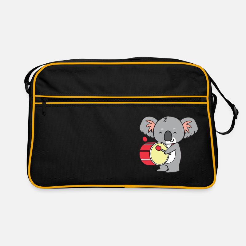 Koala - mit Trommel - Retro Tasche - Schwarz/Gold