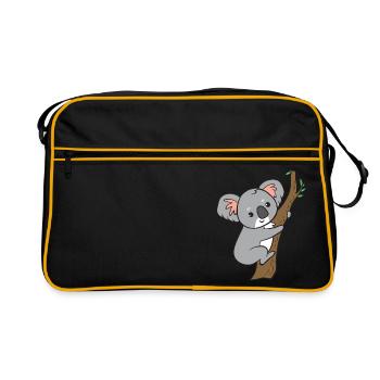 Koala - auf Baum - Retro Tasche - Schwarz/Gold - Vorne