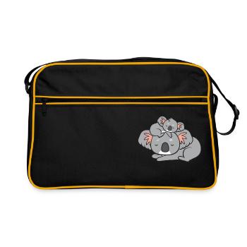Koala - mom with child - Retro Bag - black/gold - Front