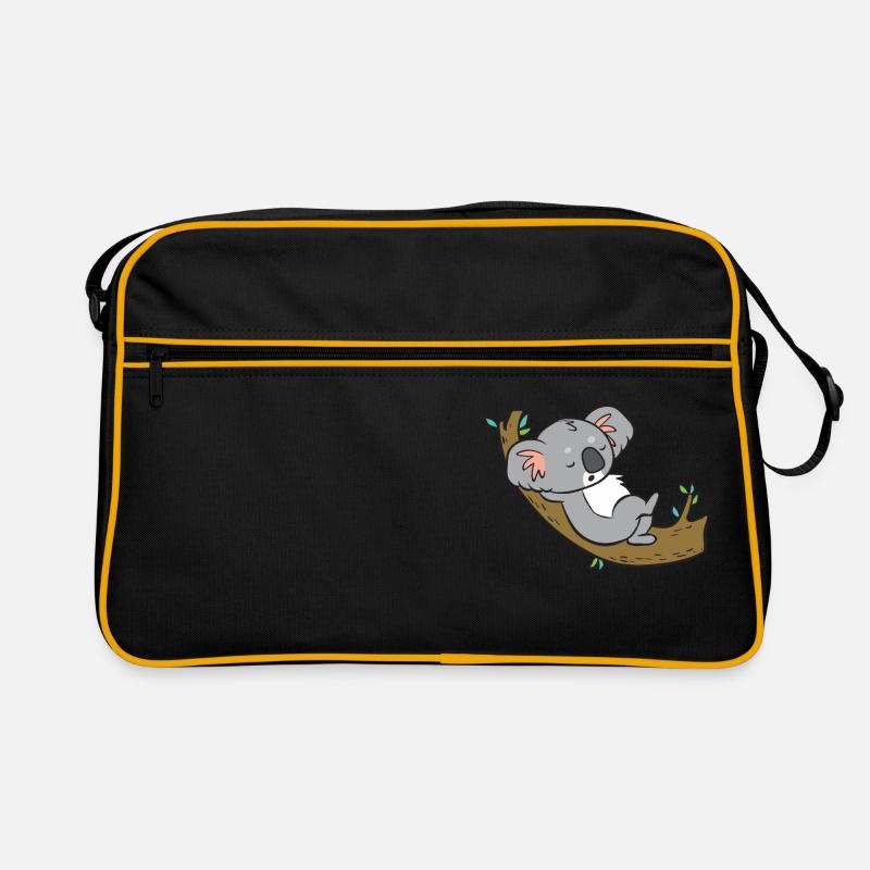 Koala - entspannt auf Ast - Retro Tasche - Schwarz/Gold
