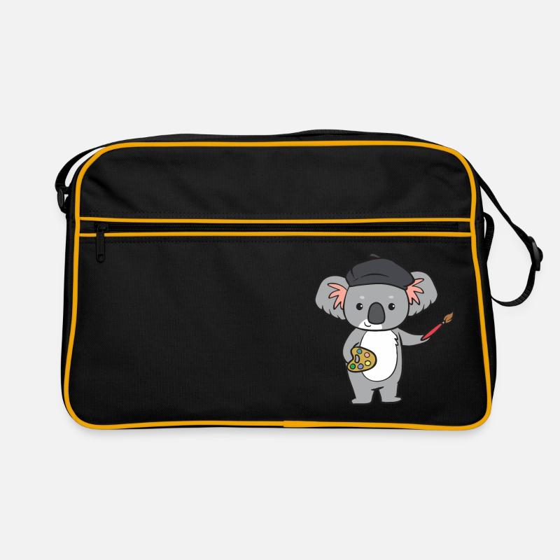 Koala - mit Pinsel und Farbe - Retro Tasche - Schwarz/Gold