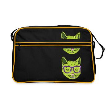 Vegan cat feels good - Retro Bag - black/gold - Front