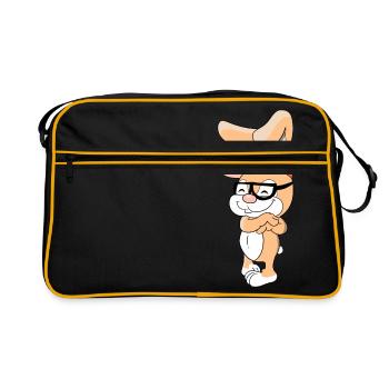 Lapin cool avec capuchon et lunettes - Sac Retro - noir/or - Devant