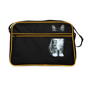 gray cat - Retro Bag - black/gold - Front