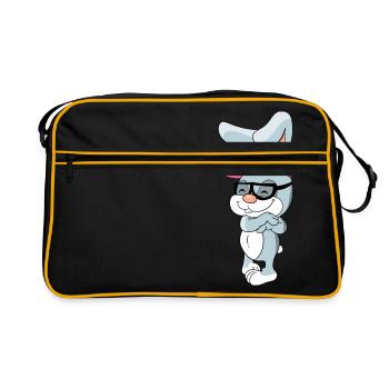 Lapin cool avec capuchon et lunettes - Sac Retro - noir/or - Devant