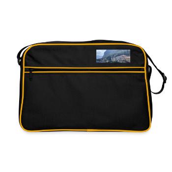 Lake Como / Comer See- Bildschönes Motiv - Retro Tasche - Schwarz/Gold - Vorne