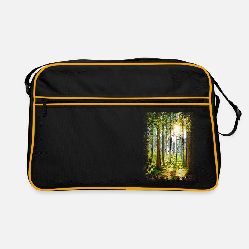 Wunderwald, Wald - Retro Tasche - Schwarz/Gold