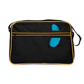 lustige blaue Bohne - Retro Tasche - Schwarz/Gold - Vorne