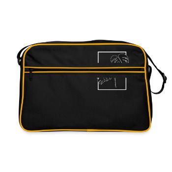 Monstera, plante d'intérieur, cadeau, nature, lineart - Sac Retro - noir/or - Devant