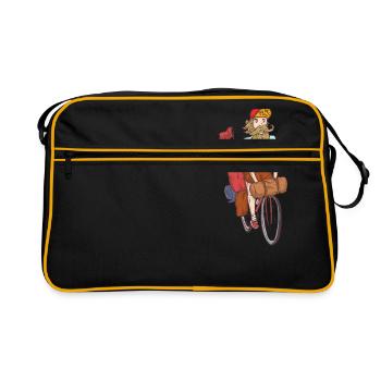 bearded cyclist bike packer adventure - Retro Bag - black/gold - Front