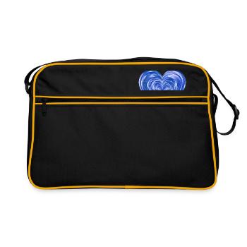 Glittering heart blue - Retro Bag - black/gold - Front