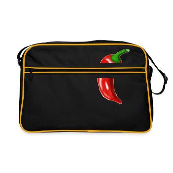 Red Chili Pepperoni Illustration 100000 Scoville - Retro Bag - black/gold - Front