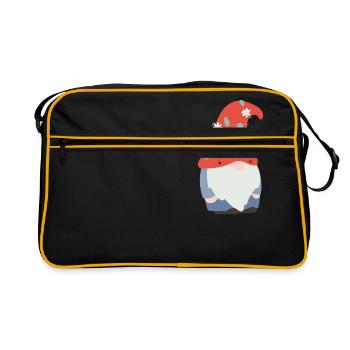 Süßer Gartenzwerg - Retro Tasche - Schwarz/Gold - Vorne