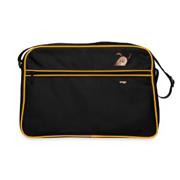 Whippet fawn mit Maske - Retro Tasche - Schwarz/Gold - Vorne
