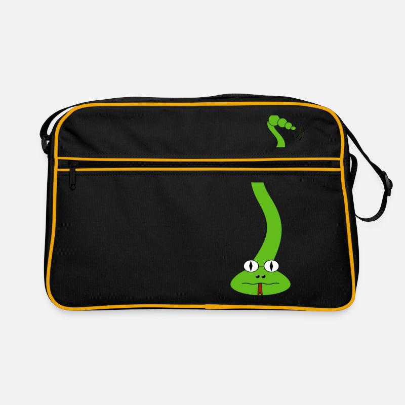 Grüne Schlange 1 - Retro Tasche - Schwarz/Gold