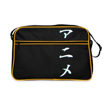 Anime Glitch Vaporwave Effect Kanji Japan Font - Retro Bag - black/gold - Front