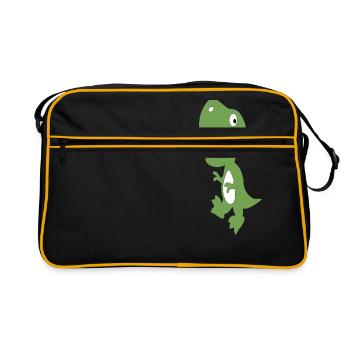 Dino Cute Green - Retro Bag - black/gold - Front
