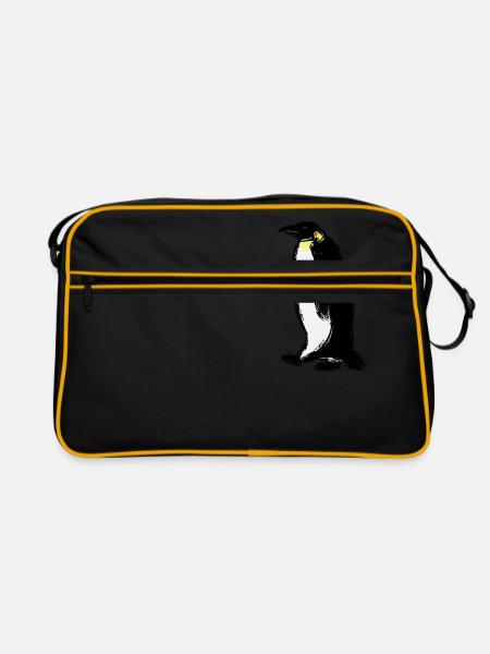 Kaiserpinguin / Emperor Penguin Design I - Retro Tasche - Schwarz/Gold - Vorne