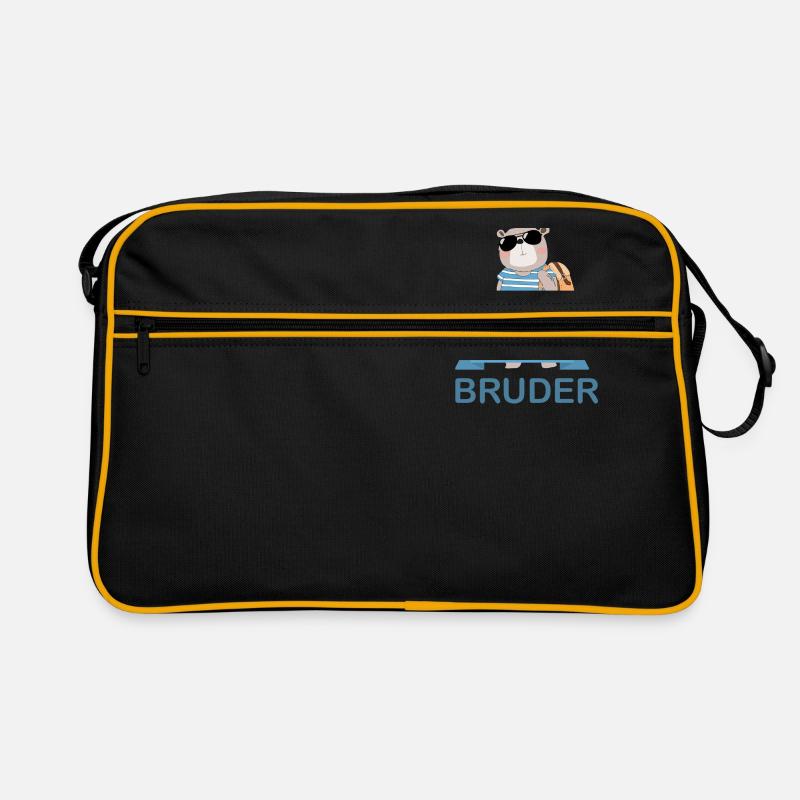 großer Bruder Bär - Retro Tasche - Schwarz/Gold